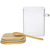 Контейнер с бамбук.крышкой и ложкой, Д100 Ш100 В130, 800 мл, прозрачный Cang-01 Контейнер с бамбук.крышкой и ложкой, Д100 Ш100 В130, 800 мл, прозрачный Cang-01