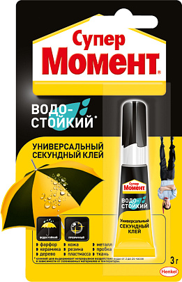 Клей Супер Момент влагостойкий на блист. 3г Клей Супер Момент влагостойкий на блист. 3г