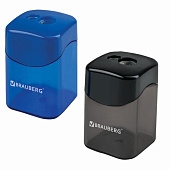 Точилка Brauberg Win, с большим контейнером, 2 отверстия, дисплей, ассорти черный/синий, 222495 Точилка Brauberg Win, с большим контейнером, 2 отверстия, дисплей, ассорти черный/синий, 222495