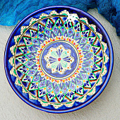 Тарелка Риштанская Керамика "Узоры", синяя, 20 см 2741458 Тарелка Риштанская Керамика "Узоры", синяя, 20 см 2741458