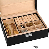 Шкатулка для украшений, 17х23х8,5 см, съёмная подставка, чёрный, 9905731 Шкатулка для украшений, 17х23х8,5 см, съёмная подставка, чёрный, 9905731