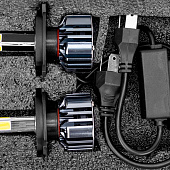  Автолампа диод H4 P43t 12/24V  25W 2500Лм SKYWAY вентилятор+драйвер ПРОТОН А4 6000К Белая коробка комп.2шт 