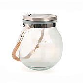  Фонарь садовый 14х12см стекло 20 microLED подвесной солнечная батарея, теплый белый арт.2024-6148 