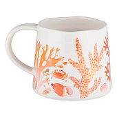  Кружка, 380 мл, фарфор, белая/оранжевая,Ocean Life MW475-DI0455 