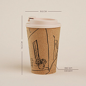 Стакан для кофе с крышкой «Венеция», пробковый, 350 мл, 9,5х9,5х14,5 см, бежевый 9951491 Стакан для кофе с крышкой «Венеция», пробковый, 350 мл, 9,5х9,5х14,5 см, бежевый 9951491