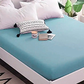  Простыня на резинке 140х200 сатин голубой 