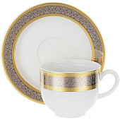  Чашка 165 мл с блюдцем 135 мм высокая Thun Opal, декор "Широкий кант платина, золото" БТФ0476 