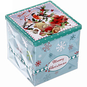 Банка жестяная 9х9х9см "Мишка и снегири" 894-124 Банка жестяная 9х9х9см "Мишка и снегири" 894-124