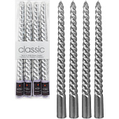 Свечи античные перламутровые витые 4шт h25см цвет: серебро Свечи античные перламутровые витые 4шт h25см цвет: серебро