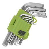 Набор ключей имбусовых HEX, 1,5–10 мм, 45x, закаленные, 9 шт., короткие, никель, Сибртех Набор ключей имбусовых HEX, 1,5–10 мм, 45x, закаленные, 9 шт., короткие, никель, Сибртех