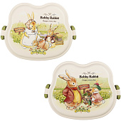 Ланчбокс квадратный, тарелка, ложка-вилка 16,5х12 см "Зайчата" 829-143 Ланчбокс квадратный, тарелка, ложка-вилка 16,5х12 см "Зайчата" 829-143