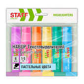  Набор текстовыделителей 6 ПАСТЕЛЬНЫХ ЦВЕТОВ, STAFF EVERYDAY HL-707, линия 1-5 мм, 152551 
