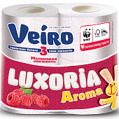 Туалетная бумага  Veiro Luxoria, 3-слойная, 4 рулона в упаковке, белый, Малина арт. 5С34Aroma 