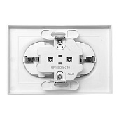  Розетка двойная встраиваемая с заземлением, цвет белый,  EKF Эпика 