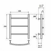  Полотенцесушитель водяной Афина 500х800 3 перекладины хром PN04155 Point 
