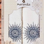  Комплект полотенец в коробке MERZUKA махровые 2 шт. RISING SUN (кремовый ) 
