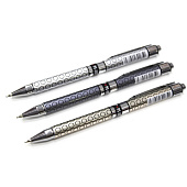  Ручка шар. Piano синяя авт. 0,7мм серебристый корпус с рисунком (24) /PS-007/ 