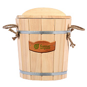  Ведро 10 л. с пластиковой вставкой с крышкой, липа, "Банные штучки" в кор. 