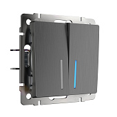 Выключатель 2-х с подсветкой графит рифленый/W1120104 Выключатель 2-х с подсветкой графит рифленый/W1120104