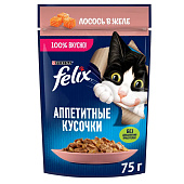 Влажный корм FELIX Аппетитные Кусочки Лосось 75г