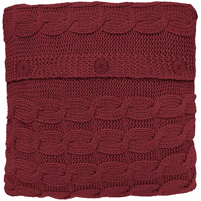  Чехол на подушку вязаный Nordvic, 50х50 см, с пуговицами , хлопок, полиэстр,вишневый, 66507 