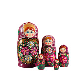  Матрёшка дерево «Любовь», сиреневый платок, 5-кукольная, 19 см 