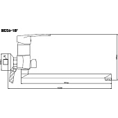  Смеситель д/ванны из латуни картридж 40мм B8206-18F РМС 