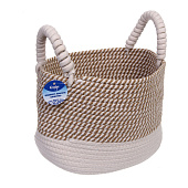  Корзина вязаная с ручками "ТРИГОЙЯ", беж/белый, 30х22х20см, 756-455 