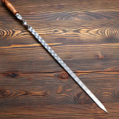 Шампур узбекский для люля кебаб широкий 60см/2см с деревянной ручкой 4981232 Шампур узбекский для люля кебаб широкий 60см/2см с деревянной ручкой 4981232