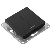 Выключатель встраиваемый 2 клавиши, цвет черный, EKF Эпика Выключатель встраиваемый 2 клавиши, цвет черный, EKF Эпика