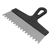 Шпатель зубчатый 250мм, зуб 8х8мм, пластмассовая ручка, нержавеющая сталь Шпатель зубчатый 250мм, зуб 8х8мм, пластмассовая ручка, нержавеющая сталь