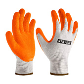  Перчатки STAYER  ULTRA, L-XL, х/б (противоскользящие  с рельефным латексным покрытием) 