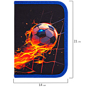 Пенал BRAUBERG, 1 отделение, 2 откидные планки, полиэстер, 21х14 см, Burning ball, 273529