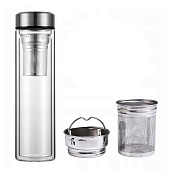 Бутылка 450мл из стекла с заварником 9021 Бутылка 450мл из стекла с заварником 9021