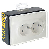 Розетка двойная встраиваемая с заземлением, цвет белый, IEK FORTE&PIANO Розетка двойная встраиваемая с заземлением, цвет белый, IEK FORTE&PIANO