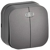 Выключатель накладной 2 клавиши, цвет сталь, с подсветкой, IEK GLORY Выключатель накладной 2 клавиши, цвет сталь, с подсветкой, IEK GLORY