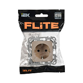 Розетка встраиваемая с заземлением, цвет льняной, IEK FLITE