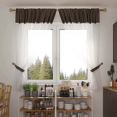  Комплект портьер Софт-вуаль 135х160 (2 шт.) с подхватами трюфель /Легранд 