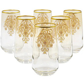  Набор стеклянных стаканов для воды DECORES Ажур с золотым декором 6 шт. DCS1055 