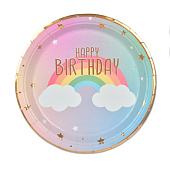 Набор бумажных тарелок 8 шт. "Happy rainbow day" (180 мм) Набор бумажных тарелок 8 шт. "Happy rainbow day" (180 мм)