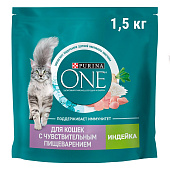 Сухой корм ONE для кошек с чувствительным пищеварением Индейка, рис 1,5кг Сухой корм ONE для кошек с чувствительным пищеварением Индейка, рис 1,5кг