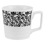 Кружка Цветочный узор 460мл, белый-чёрный, фарфор, 13641-3 Кружка Цветочный узор 460мл, белый-чёрный, фарфор, 13641-3