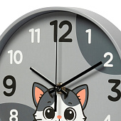 Часы настенные круг d=19,5см, корпус серый " Котик" Часы настенные круг d=19,5см, корпус серый " Котик"