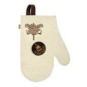  Рукавица для сауны белая с вышитым логотипом Банные Штучки, войлок 