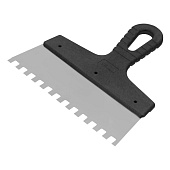 Шпатель зубчатый 200мм, зуб 8х8мм, пластмассовая ручка, нержавеющая сталь Шпатель зубчатый 200мм, зуб 8х8мм, пластмассовая ручка, нержавеющая сталь