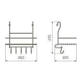 Полка на рейлинг малая с крючками, хром MX-402 Полка на рейлинг малая с крючками, хром MX-402