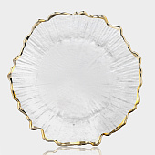 Десертная тарелка «Сияние», золотистая отводка, стекло, 10887641 Десертная тарелка «Сияние», золотистая отводка, стекло, 10887641