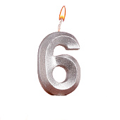 Свеча в торт "Грань", цифра "6", серебряный металлик, 7.8 см 5928500 Свеча в торт "Грань", цифра "6", серебряный металлик, 7.8 см 5928500