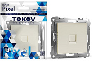 Розетка компьютерная встраиваемая RJ45 UTP cat 5e, цвет бежевый, TOKOV Pixel