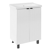  Тумба Дора 60 напольная белая с раковиной Миранда 60/Como 60 